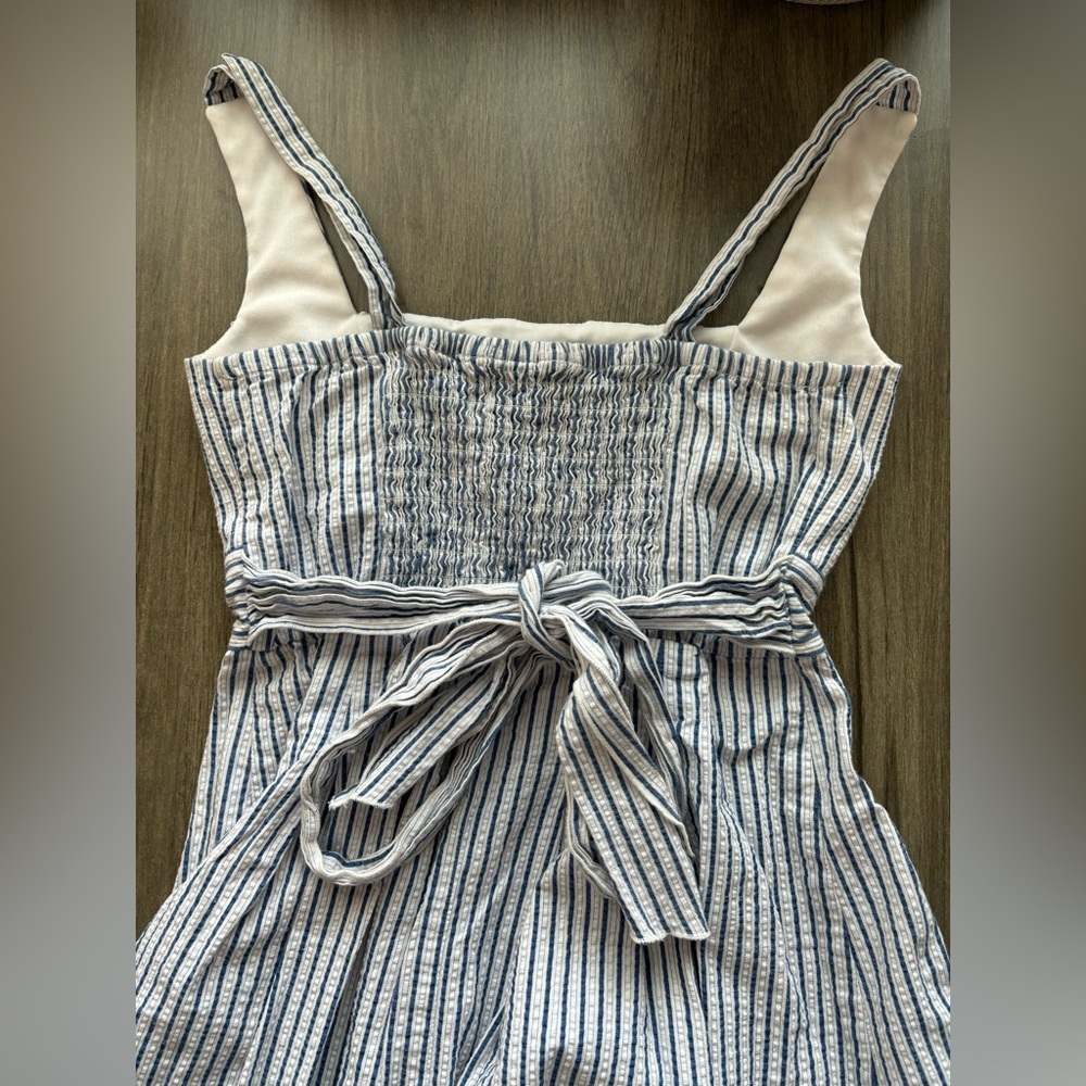 TeezeMe Dress Seersucker Blue & White Juniors Size 5 Sleeveless Back Tie Summer - Picture 9 of 11